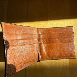 Murano brown leather money clip card holder, very thin